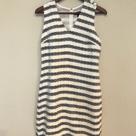 J. Crew Navy and White Striped Sheath Dress - Picture 1 of 5
